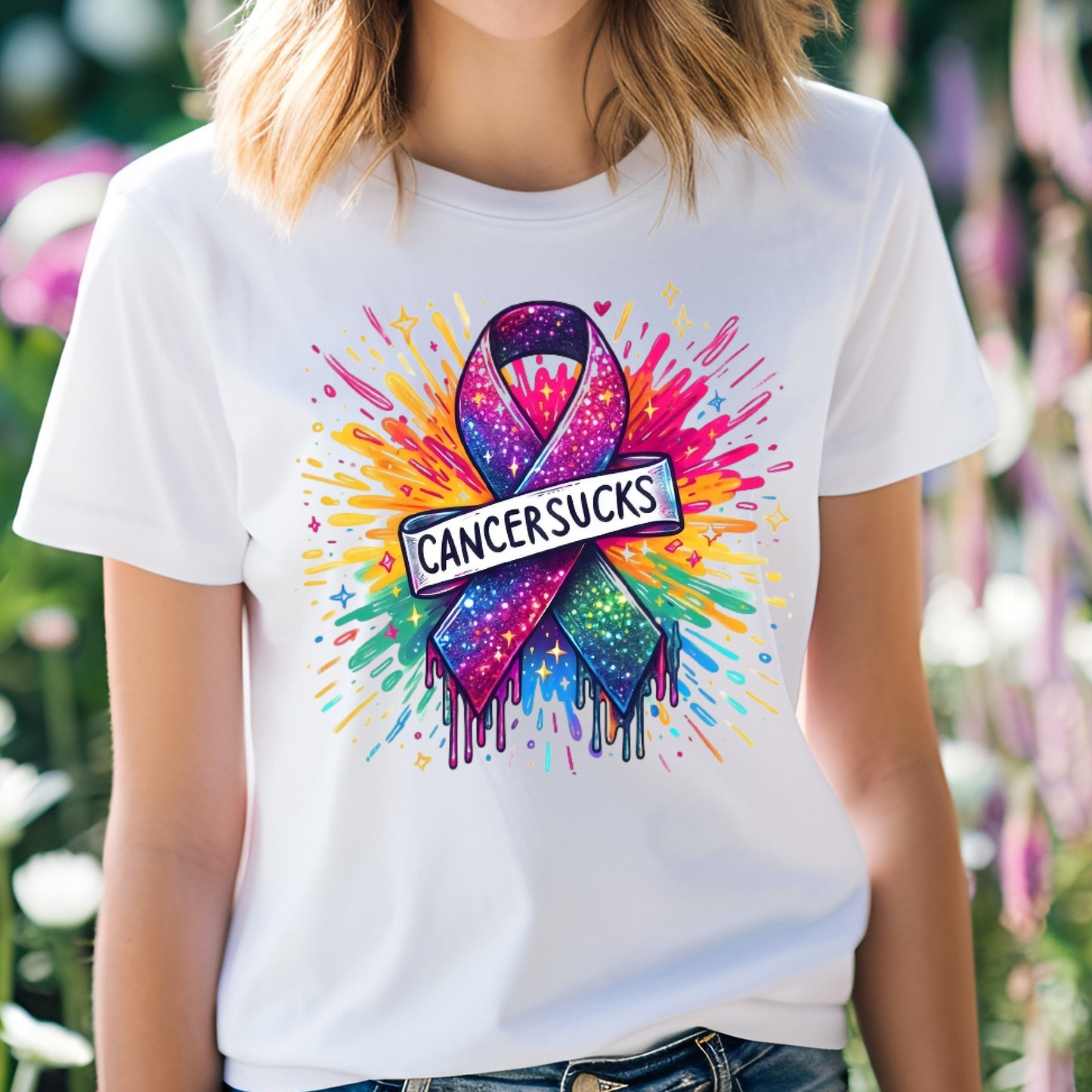 Cancer Sucks Bright Colors T-shirt