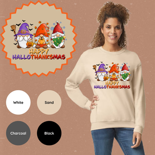 Gnomes Hallowthanksmas Crewneck Sweatshirt