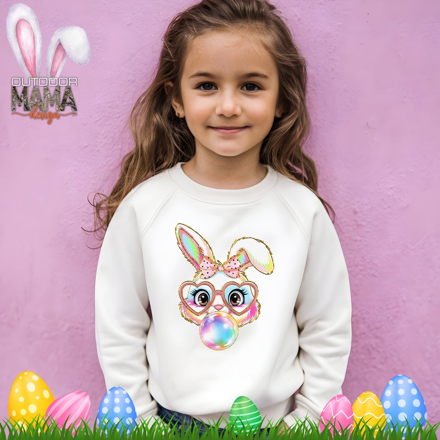 Bubble Gum Bunny Youth Crew Sweatshirt