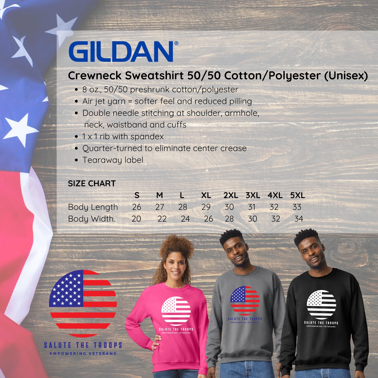 Salute the Troops - Heavy Blend Crewneck Sweatshirt (Unisex)