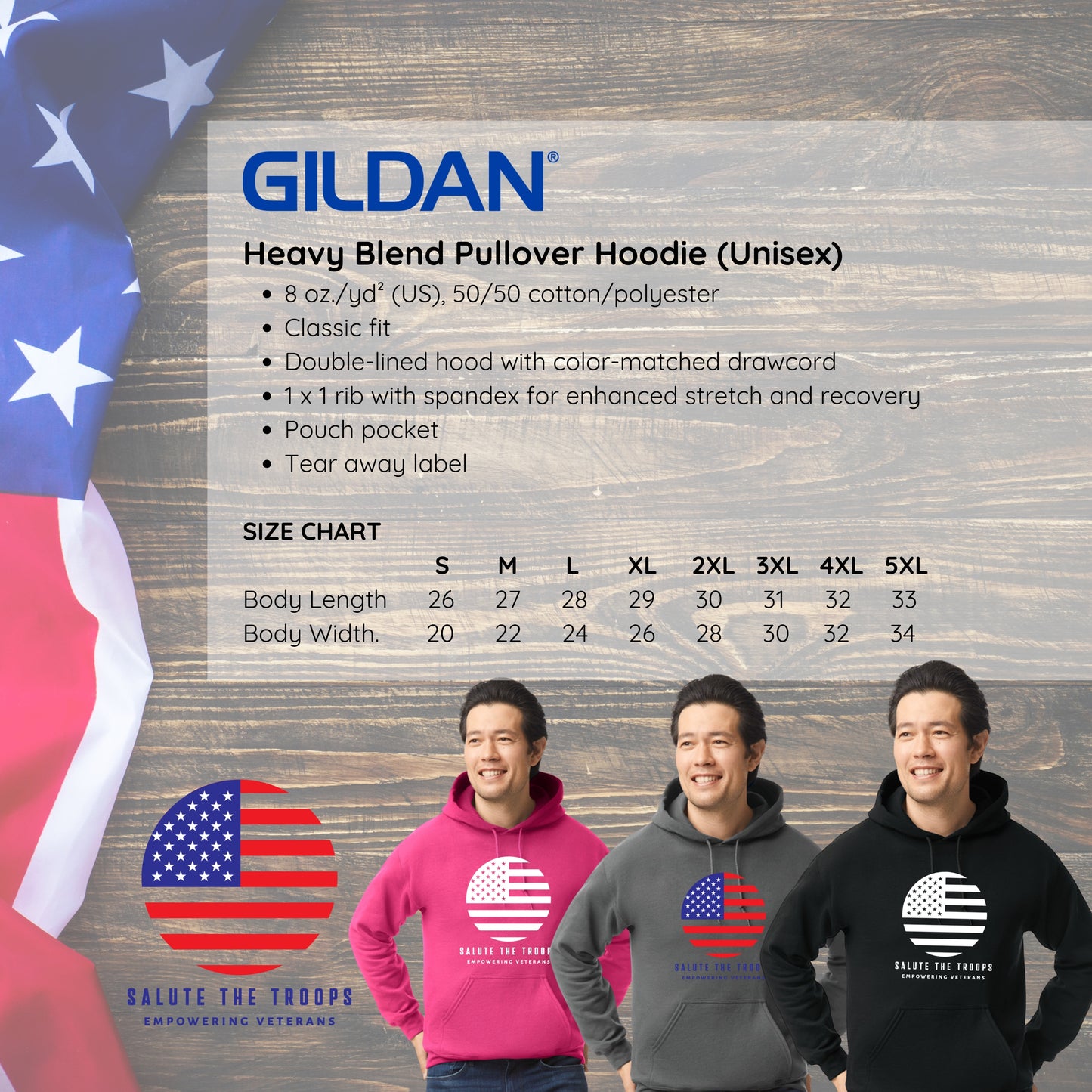 Salute the Troops - Heavy Blend Pullover Hoodie (Unisex)