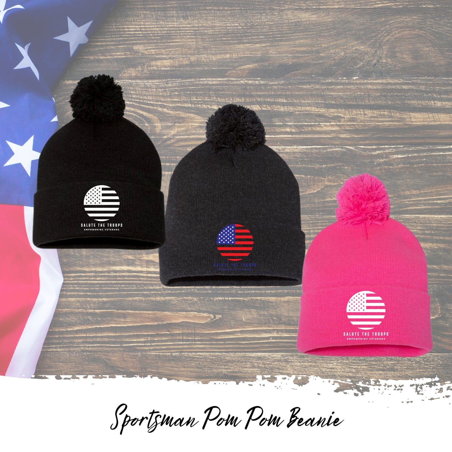 Salute the Troops - Sportsman Pom Pom Beanie