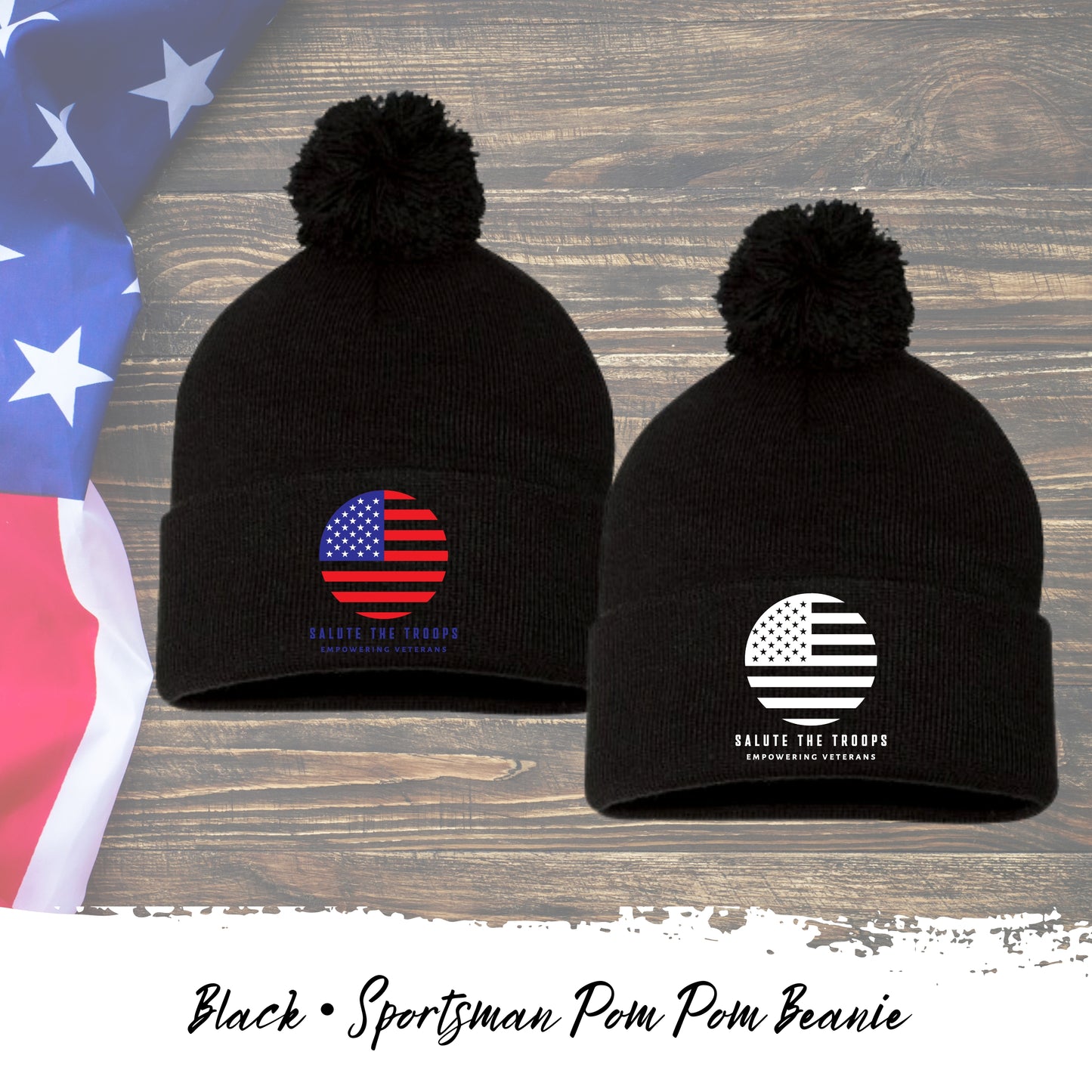 Salute the Troops - Sportsman Pom Pom Beanie