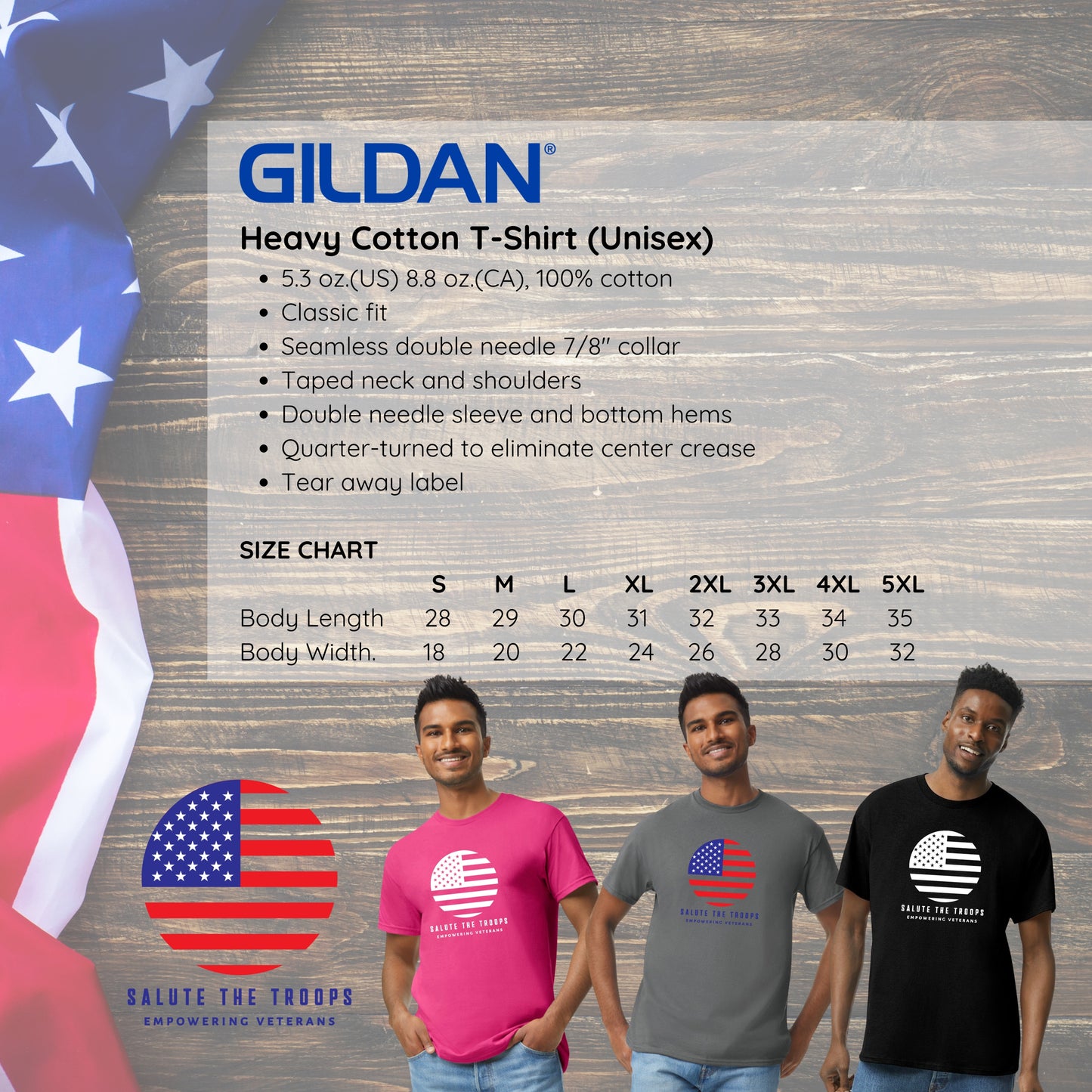 Salute the Troops - Heavy Cotton T-Shirt (Unisex)
