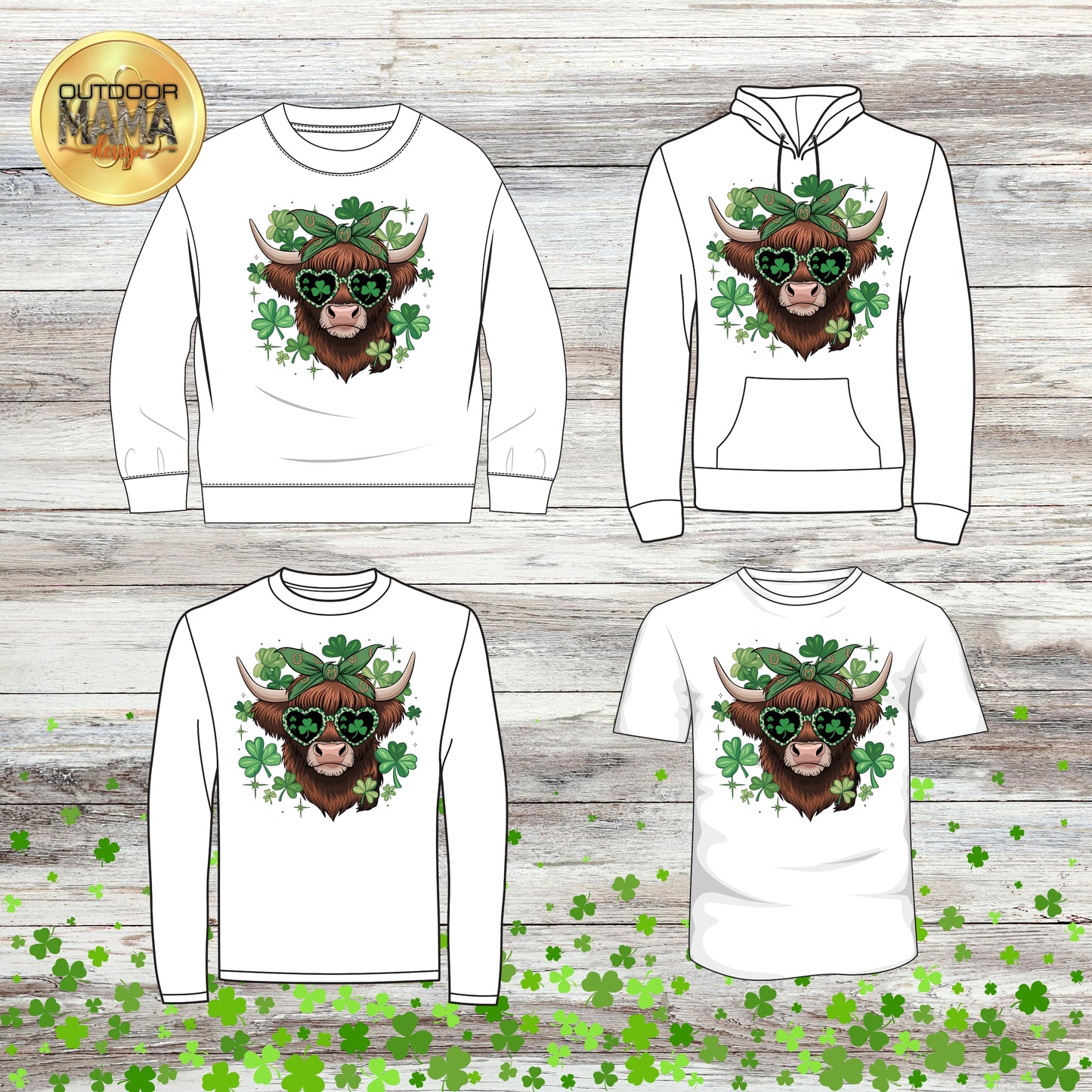 St. Patty's Lucky Highland Cow shirts