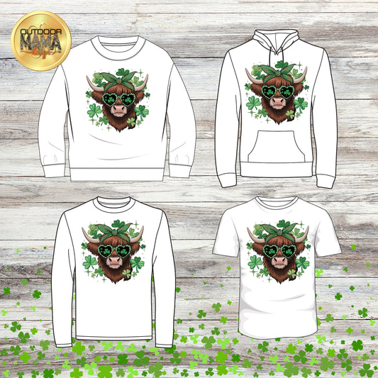 St. Patty's Lucky Highland Cow shirts