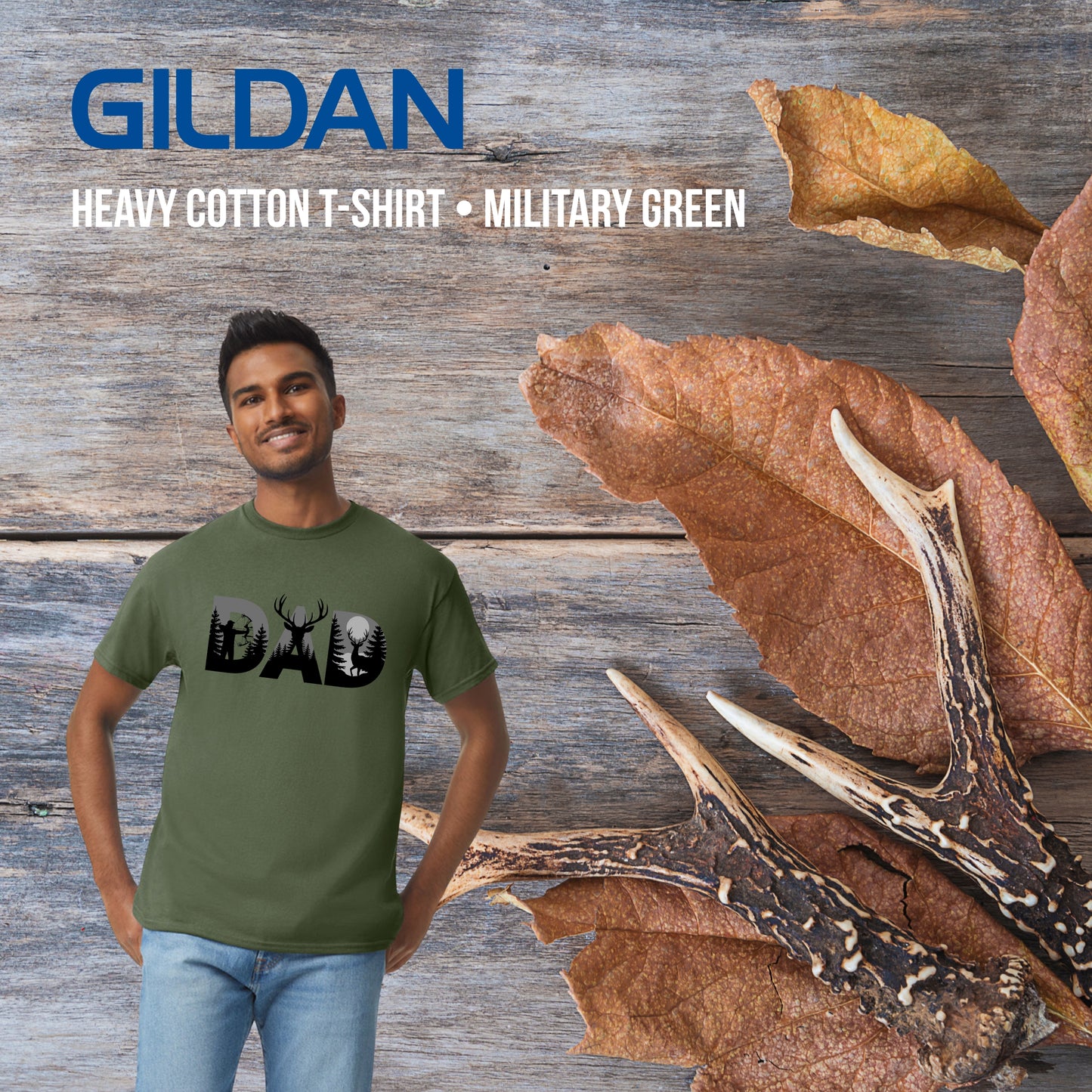 Hunting Dad Shaded - Gildan Heavy Cotton T-Shirt