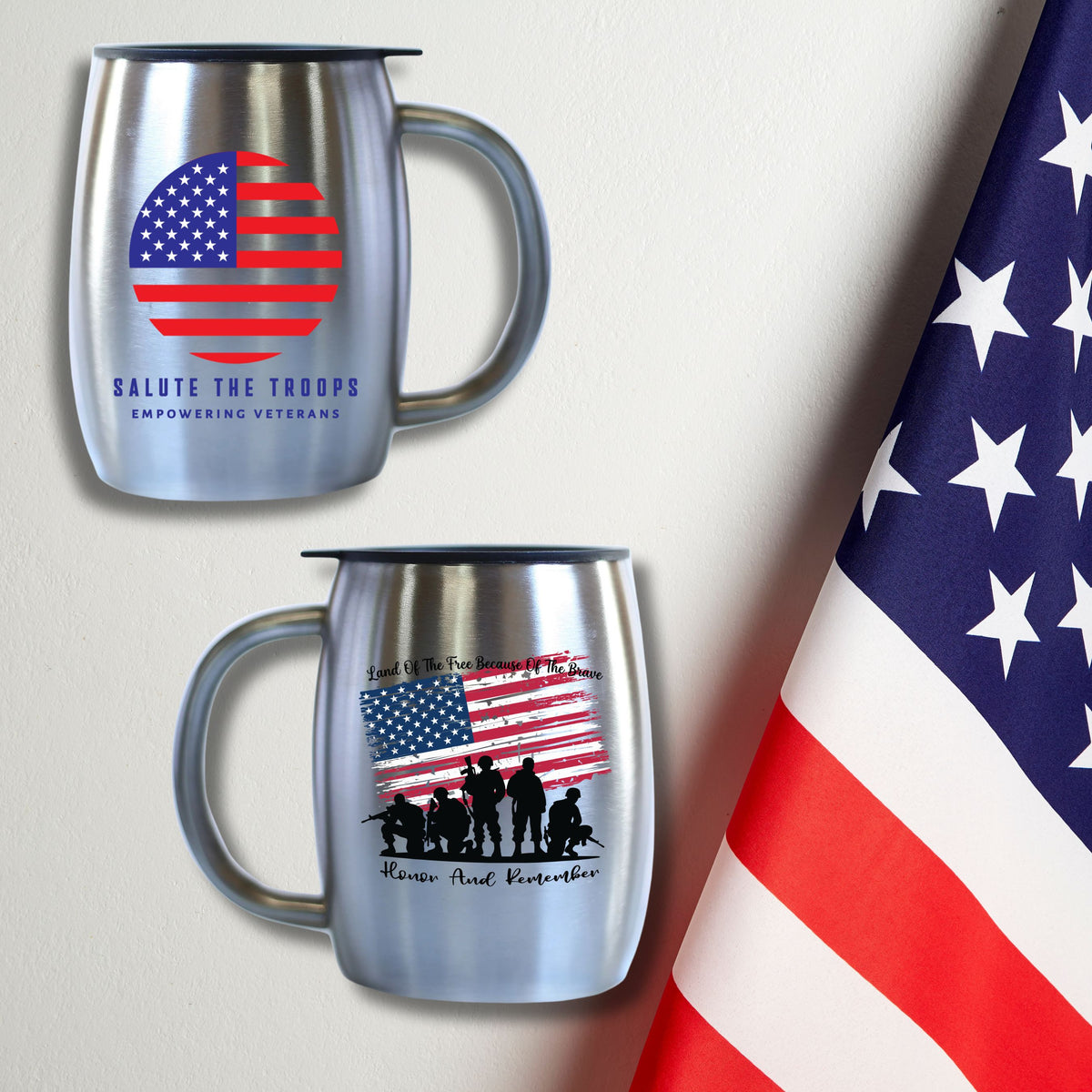 Salute the Troops - 14oz Stainless Steel Coffee Mug